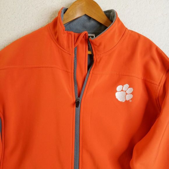 Clemson Jacket Fleece-lined Mens Large Full Zip Polyester Russell Orange - Picture 2 of 9